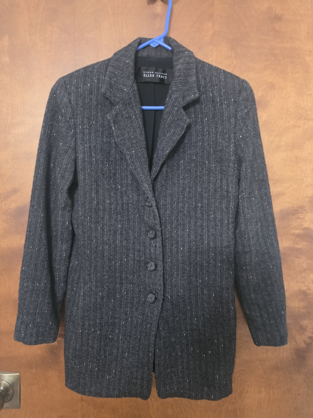 Ellen Tracy Women's Charcoal Pinstripe Single-Breasted Blazer
